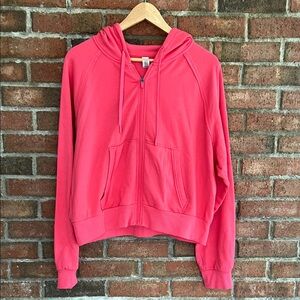 Bright Pink hoodie sweatshirt zip up Jacket size XL